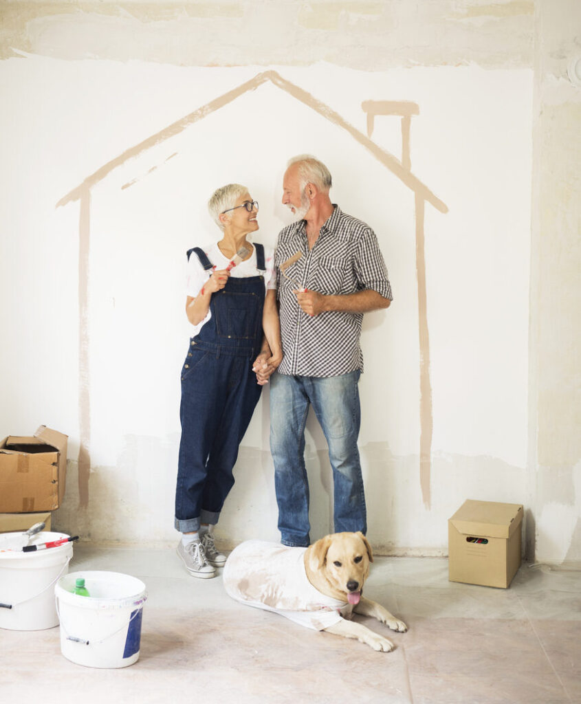 Senior couple remodeling their home